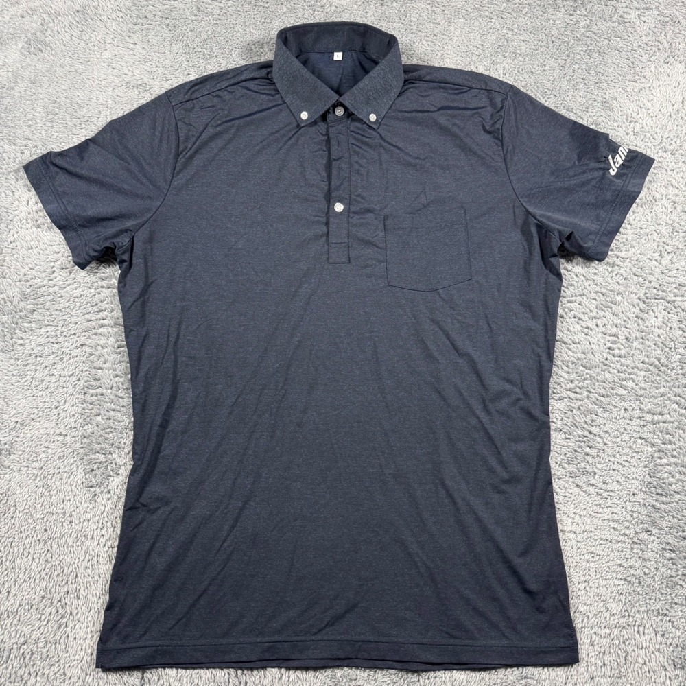 State & Liberty Performance Polo‎ Shirt Mens Large Blue Dress Collar Stretch